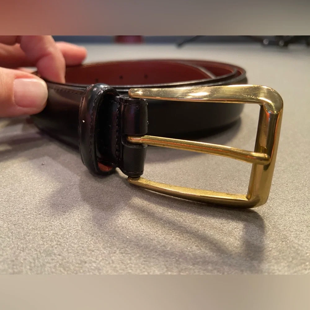 Coach Men's Leather Belt, Gold‎ tone Buckle